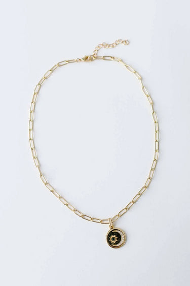 Luna Paperclip Necklace with Moon Pendant